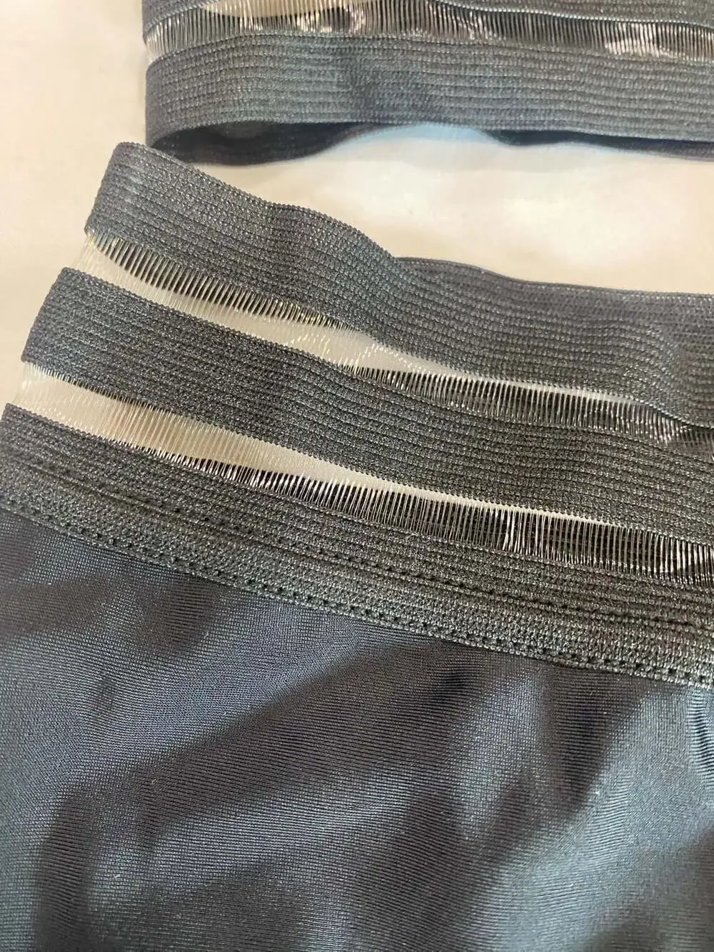 Cupshe Mesh Striped Twisted Cutout Top & High Waist Bikini Set Size M NWT
